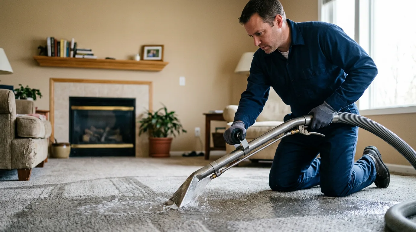 Water damage restoration technician working near Holden, MA